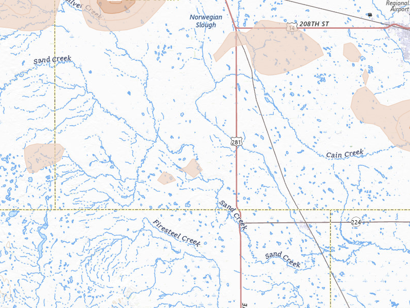 Radar-estimated hail-size map of the storm over Virgil, SD on Jul 25, 2026