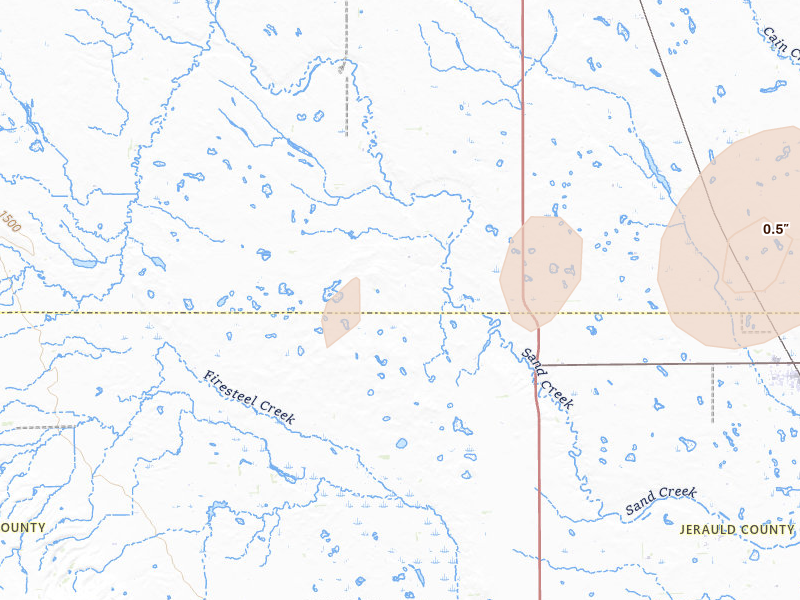 Radar-estimated hail-size map of the storm over Virgil, SD on Sep 1, 2026