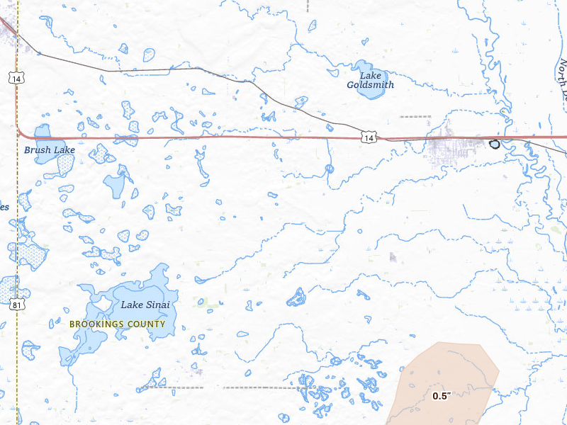 Radar-estimated hail-size map of the storm over Volga, SD on Jun 27, 2026