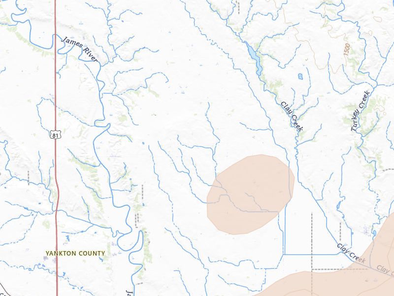 Radar-estimated hail-size map of the storm over Volin, SD on May 31, 2026