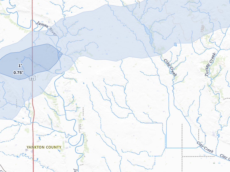 NEXRAD radar-signature map of the hail storm over Volin, SD on Jun 27, 2026