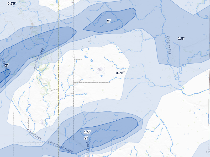 NEXRAD radar-signature map of the hail storm over Wakonda, SD on May 17, 2026