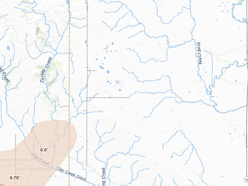 Radar-estimated hail-size map of the storm over Wakonda, SD on Jun 29, 2026