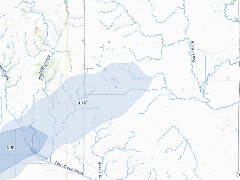 NEXRAD radar-signature map of the hail storm over Wakonda, SD on Jun 29, 2026