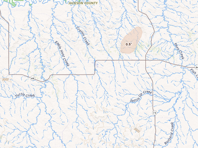 Radar-estimated hail-size map of the storm over Wanblee, SD on Jun 9, 2026