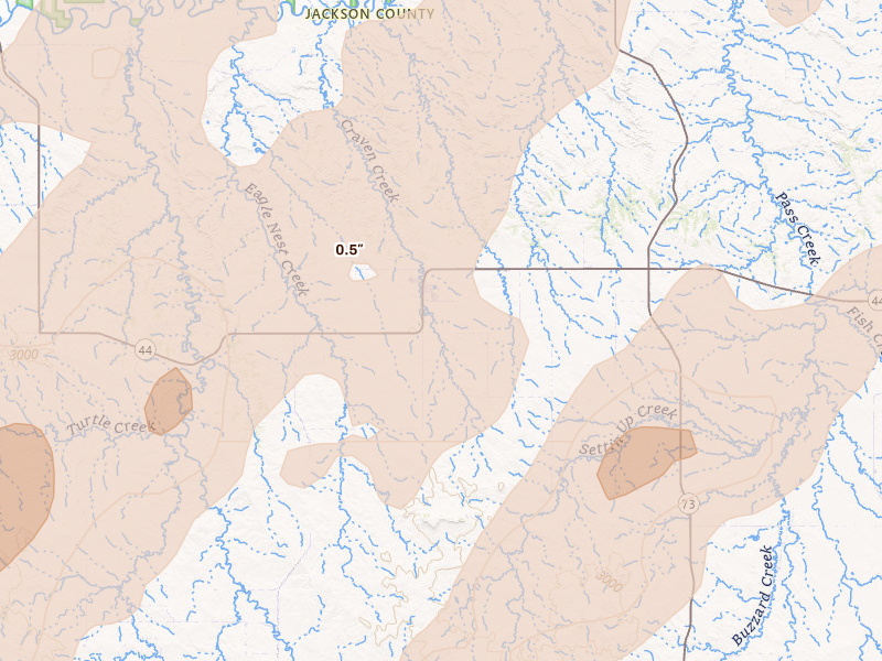 Radar-estimated hail-size map of the storm over Wanblee, SD on Jun 27, 2026