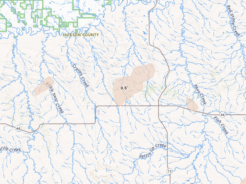 Radar-estimated hail-size map of the storm over Wanblee, SD