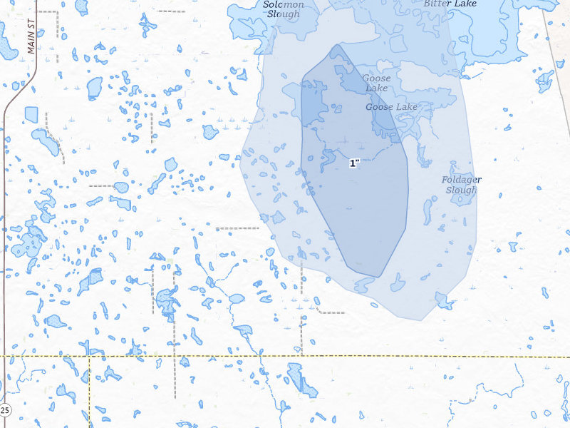 NEXRAD radar-signature map of the hail over Waubay, SD