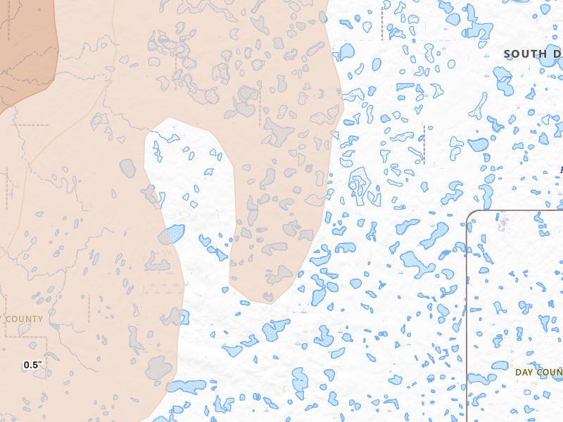 Radar-estimated hail-size map of the storm over Webster, SD on Jun 29, 2026
