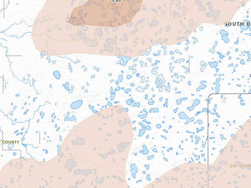 Radar-estimated hail-size map of the storm over Webster, SD on Jul 7, 2026