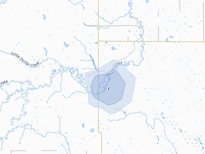 NEXRAD radar-signature map of the hail storm over Wessington, SD on Aug 18, 2026