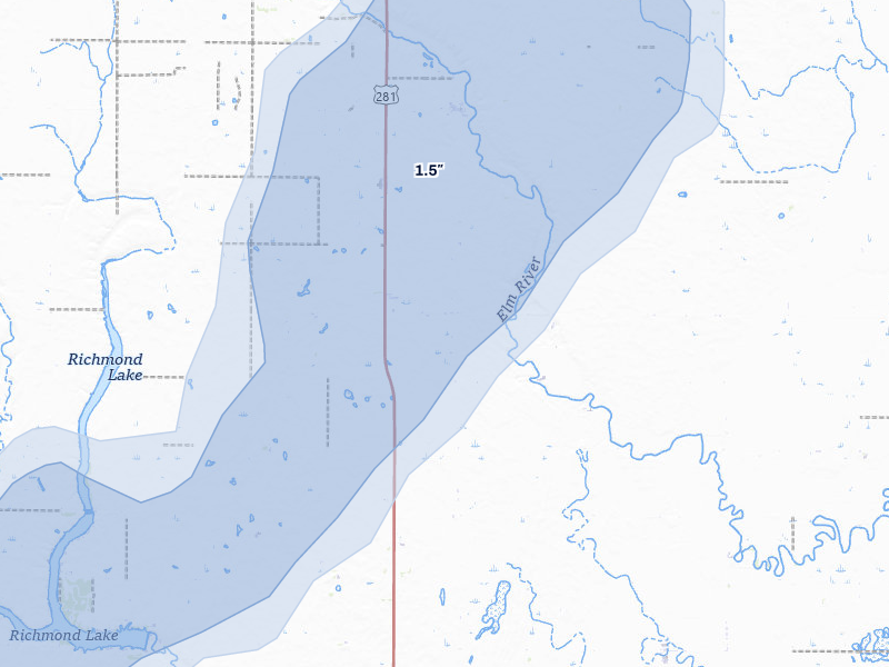 NEXRAD radar-signature map of the hail storm over Westport, SD on May 31, 2026