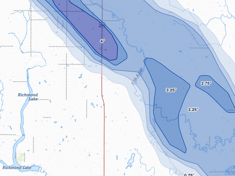 NEXRAD radar-signature map of the hail storm over Westport, SD on Jul 24, 2026