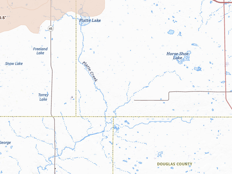 Radar-estimated hail-size map of the storm over White Lake, SD on Jun 3, 2026