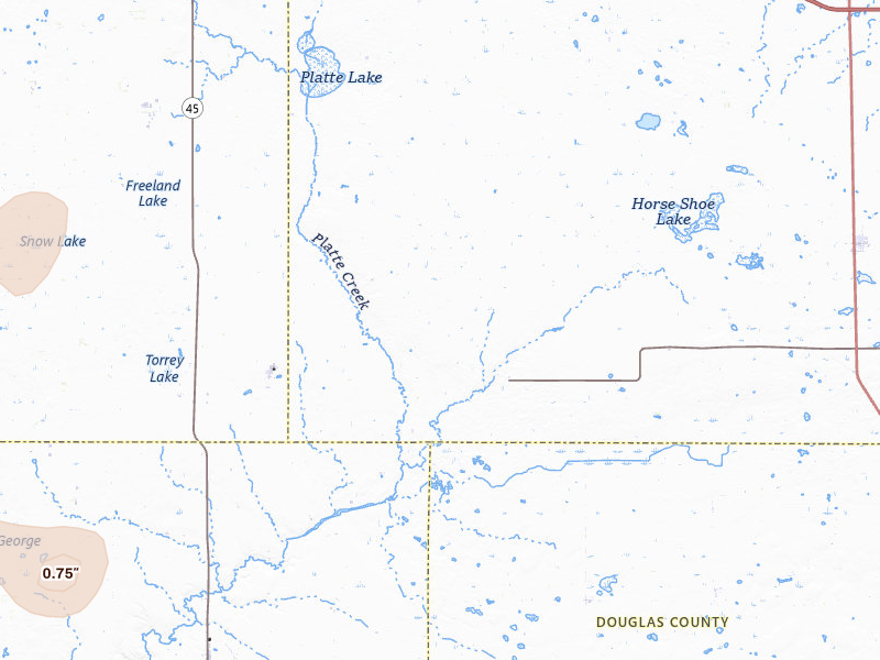 Radar-estimated hail-size map of the storm over White Lake, SD on Jun 9, 2026