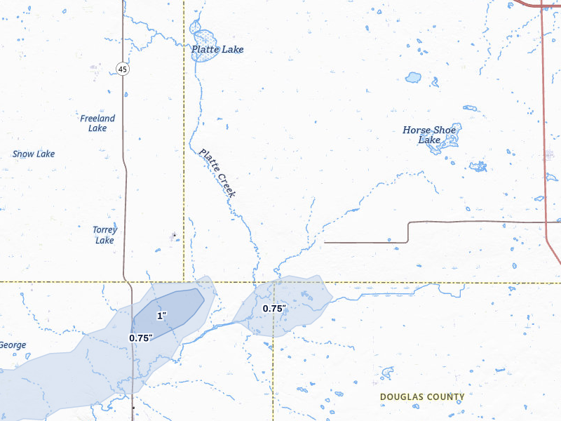 NEXRAD radar-signature map of the hail storm over White Lake, SD on Jun 27, 2026