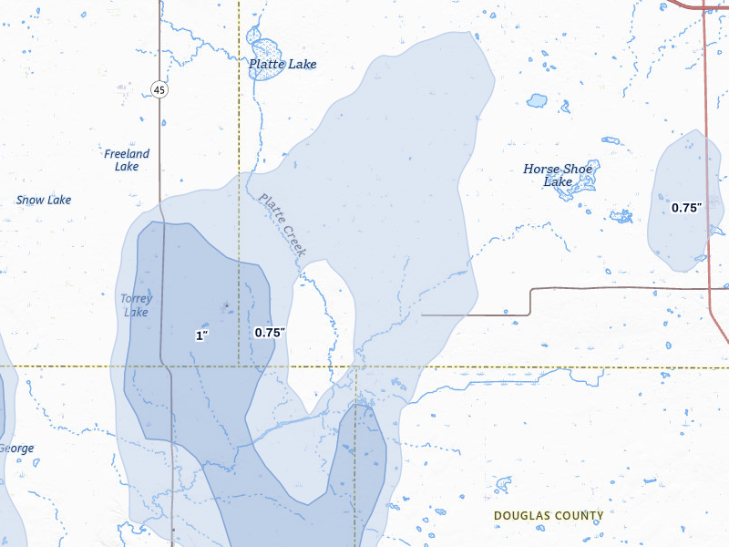 NEXRAD radar-signature map of the hail storm over White Lake, SD on Jun 30, 2026