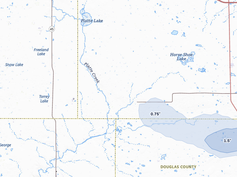 NEXRAD radar-signature map of the hail storm over White Lake, SD on Jul 25, 2026