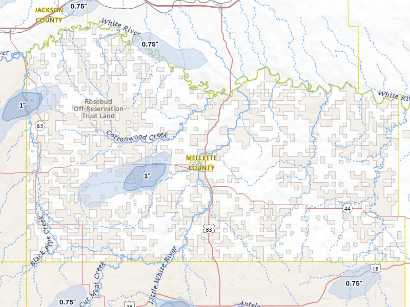 NEXRAD radar-signature map of the hail storm over White River, SD on Jul 29, 2026