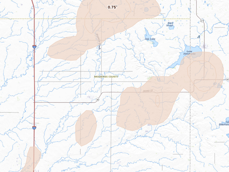 Radar-estimated hail-size map of the storm over White, SD