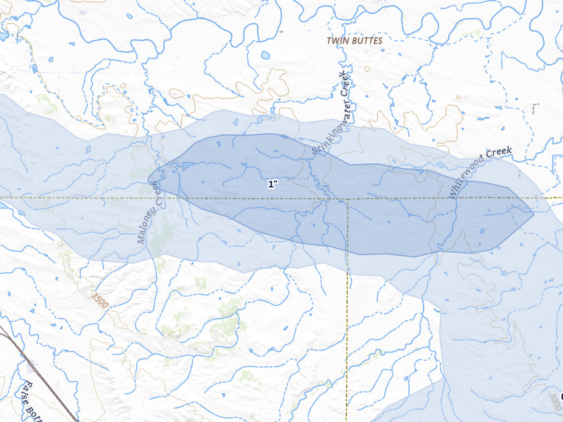 NEXRAD radar-signature map of the hail storm over Whitewood, SD on Jun 26, 2026