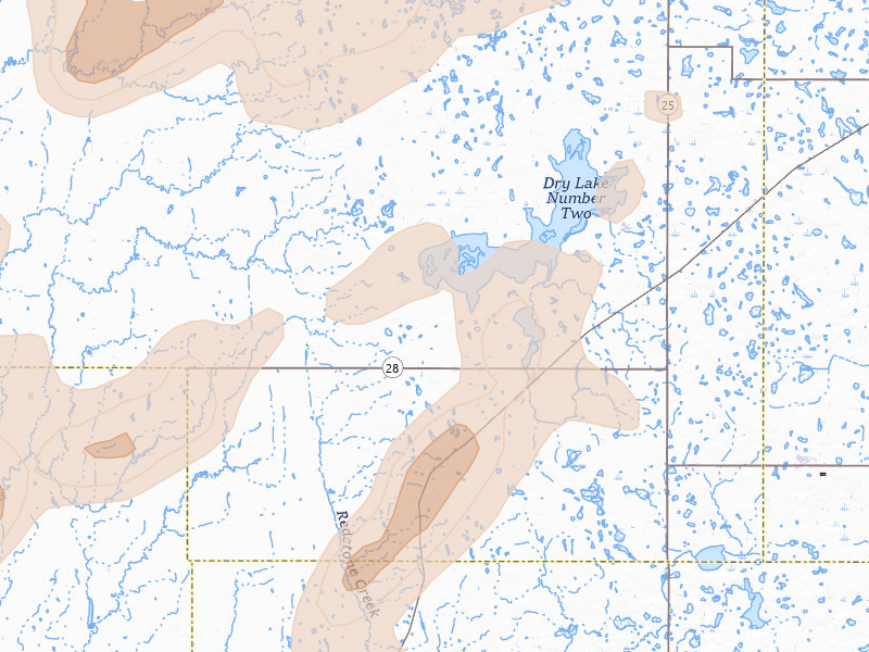 Radar-estimated hail-size map of the storm over Willow Lake, SD on Jun 3, 2026