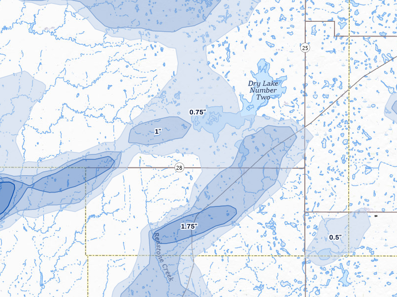 NEXRAD radar-signature map of the hail over Willow Lake, SD