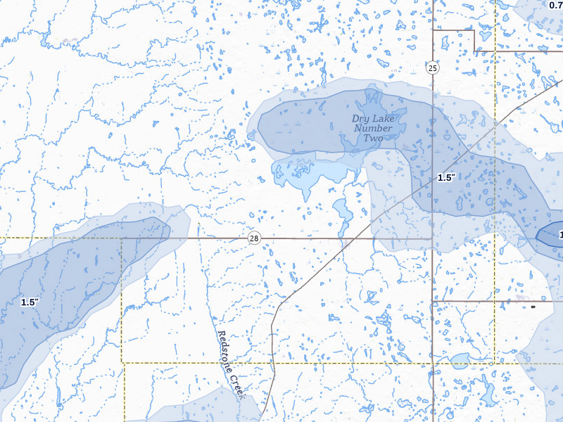 NEXRAD radar-signature map of the hail over Willow Lake, SD