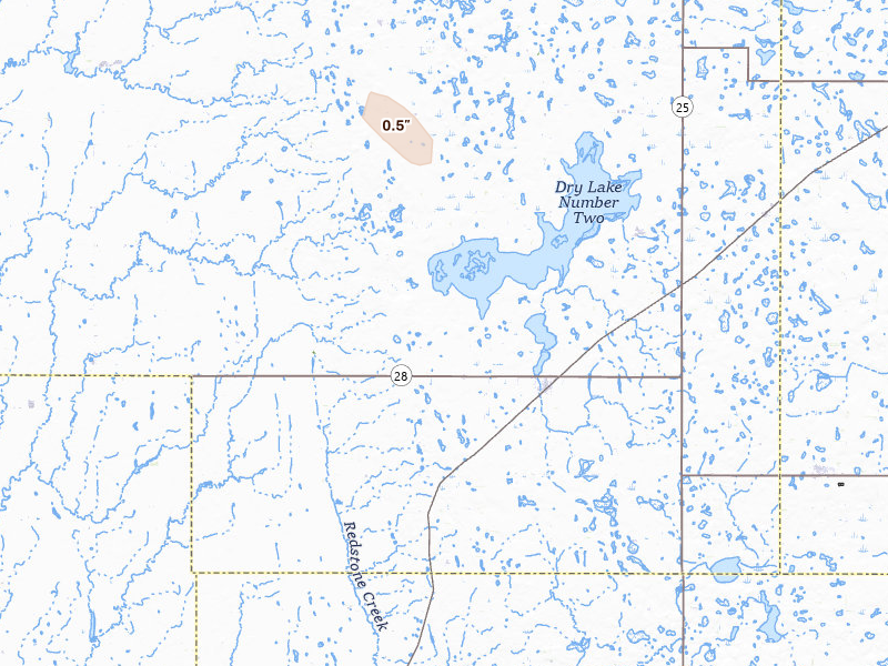 Radar-estimated hail-size map of the storm over Willow Lake, SD
