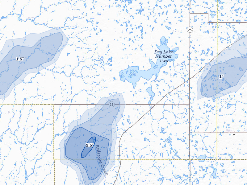 NEXRAD radar-signature map of the hail over Willow Lake, SD