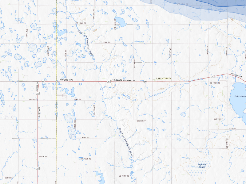 NEXRAD radar-signature map of the hail storm over Winfred, SD on Aug 6, 2026