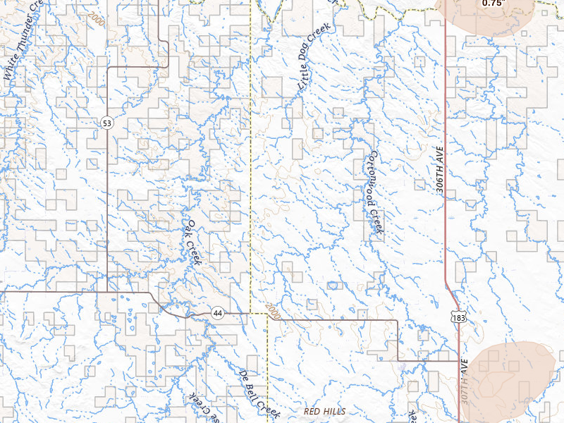 Radar-estimated hail-size map of the storm over Winner, SD on Jul 2, 2026