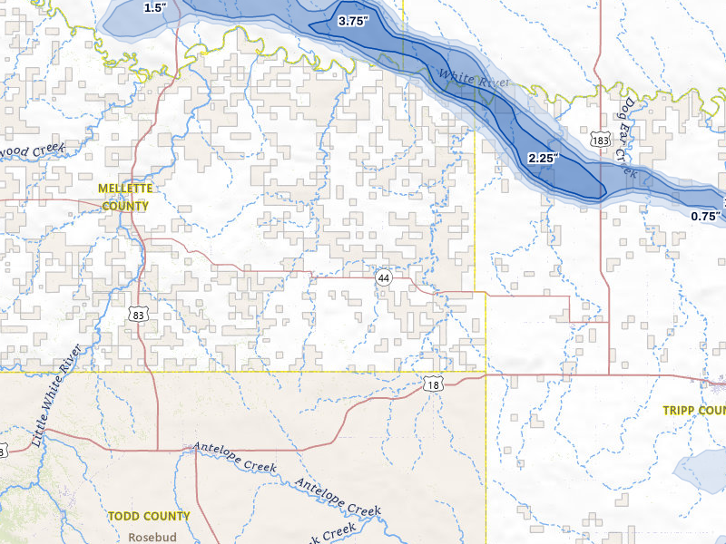 NEXRAD radar-signature map of the hail storm over Wood, SD on Jun 3, 2026