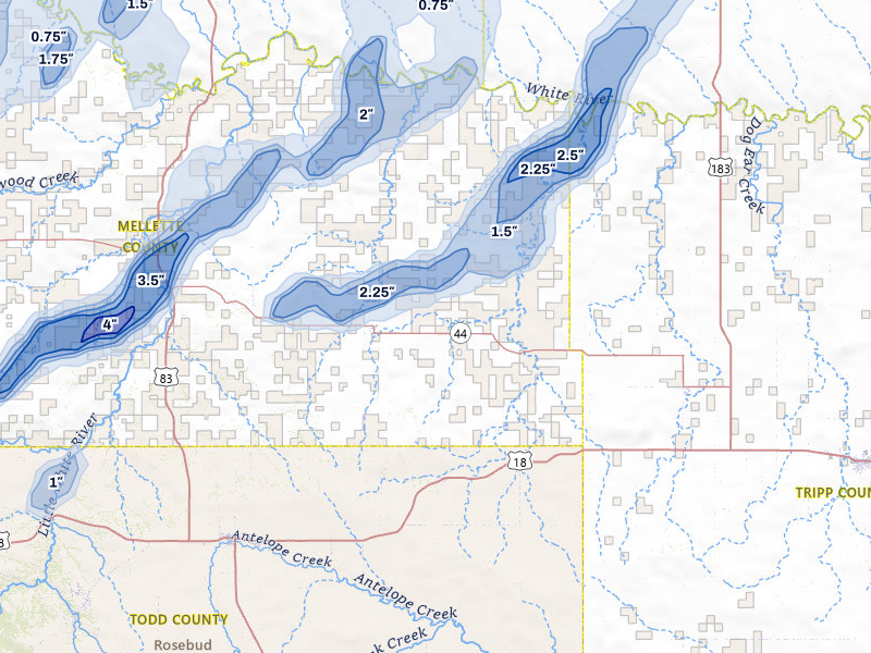NEXRAD radar-signature map of the hail storm over Wood, SD on Jun 28, 2026