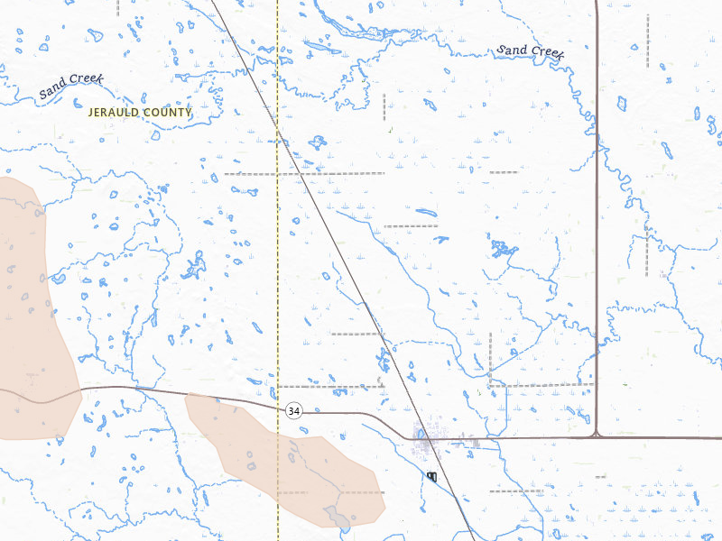 Radar-estimated hail-size map of the storm over Woonsocket, SD on Jun 4, 2026