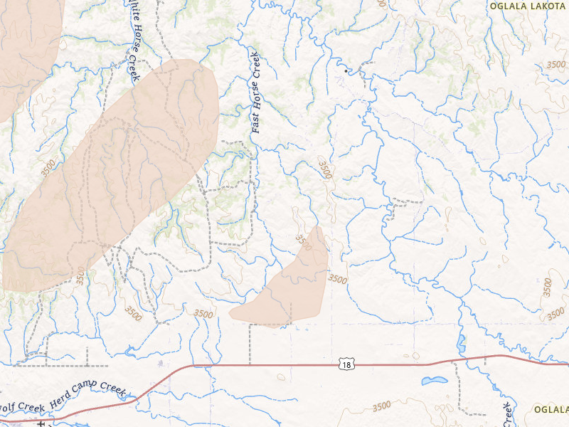 Radar-estimated hail-size map of the storm over Wounded Knee, SD on Jun 22, 2026