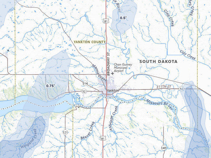 NEXRAD radar-signature map of the hail storm over Yankton, SD on Jun 30, 2026