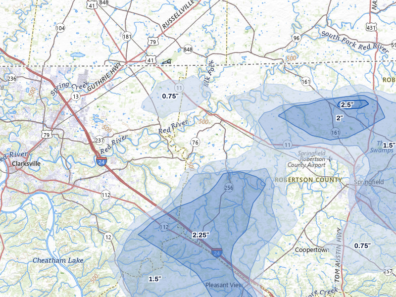 NEXRAD radar-signature map of the hail storm over Adams, TN on Jun 9, 2026