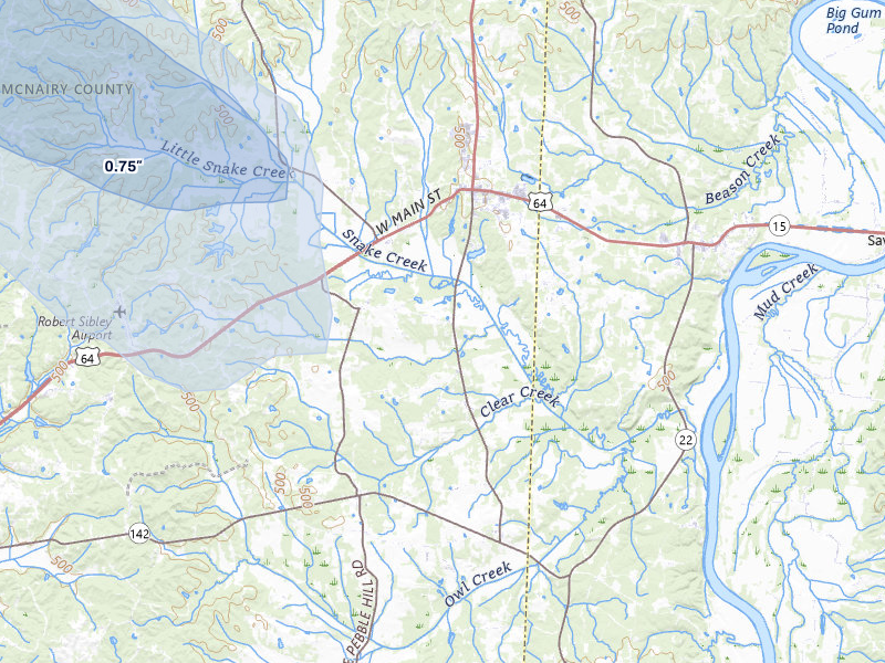 NEXRAD radar-signature map of the hail storm over Adamsville, TN on Jul 1, 2026