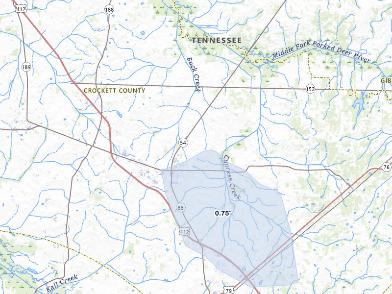 NEXRAD radar-signature map of the hail storm over Alamo, TN on May 29, 2026