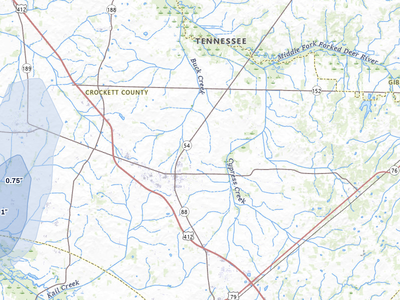 NEXRAD radar-signature map of the hail storm over Alamo, TN on Jun 25, 2026