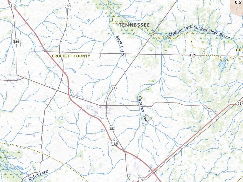 Radar-estimated hail-size map of the storm over Alamo, TN on Jul 9, 2026