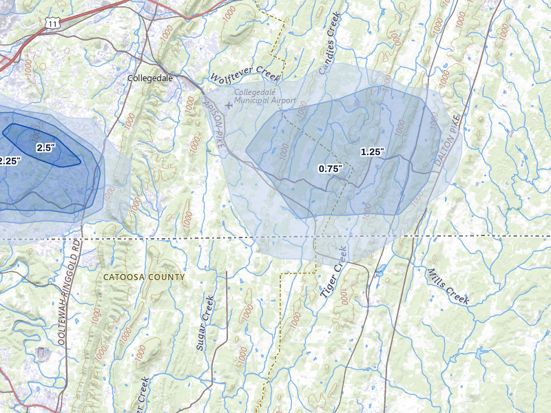 NEXRAD radar-signature map of the hail storm over Apison, TN on Jul 3, 2026