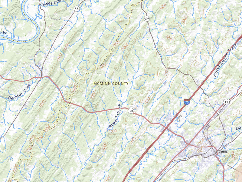 Radar-estimated hail-size map of the storm over Athens, TN on Jul 28, 2026