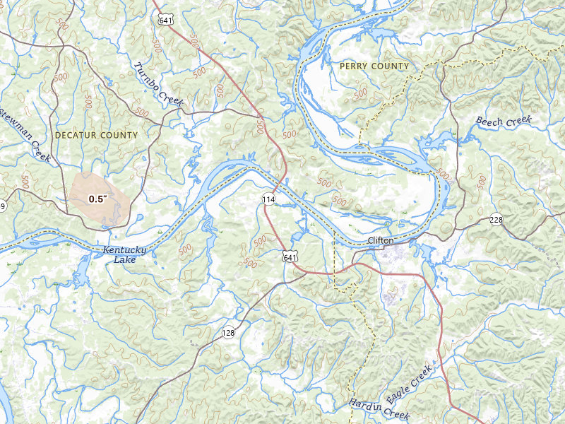 Radar-estimated hail-size map of the storm over Bath Springs, TN