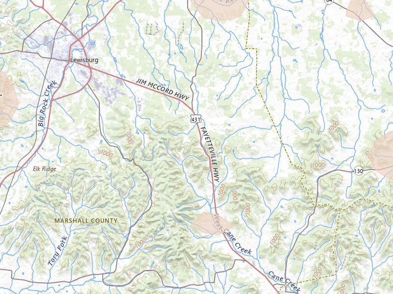 Radar-estimated hail-size map of the storm over Belfast, TN on Jul 3, 2026