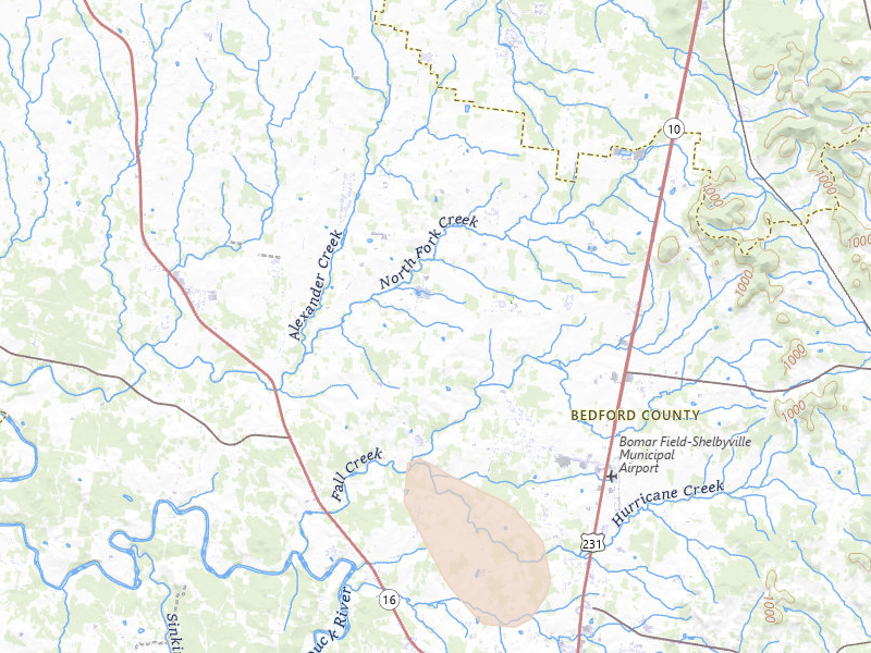 Radar-estimated hail-size map of the storm over Bell Buckle, TN on Sep 5, 2026