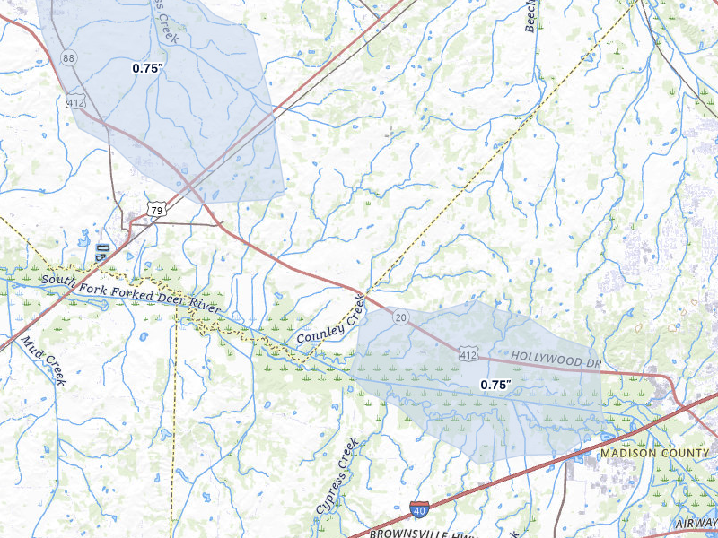 NEXRAD radar-signature map of the hail storm over Bells, TN on May 29, 2026