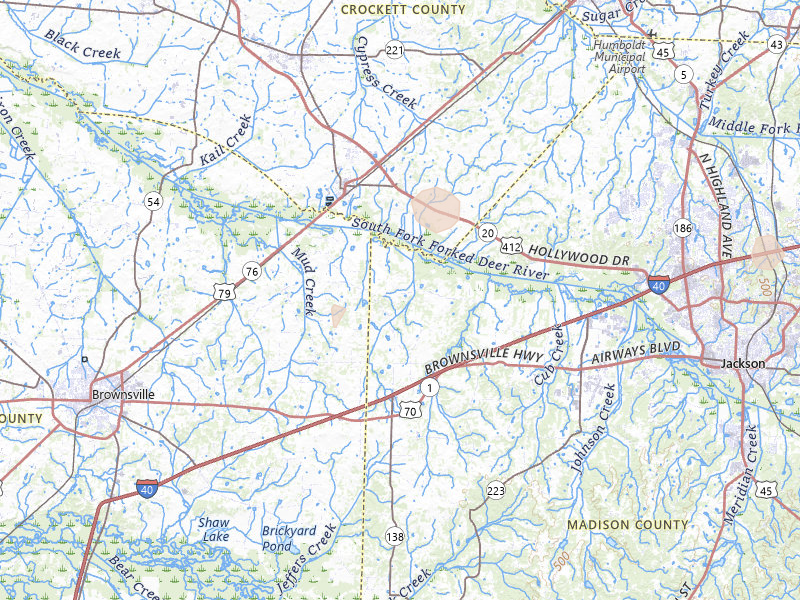 Radar-estimated hail-size map of the storm over Bells, TN on Aug 7, 2026