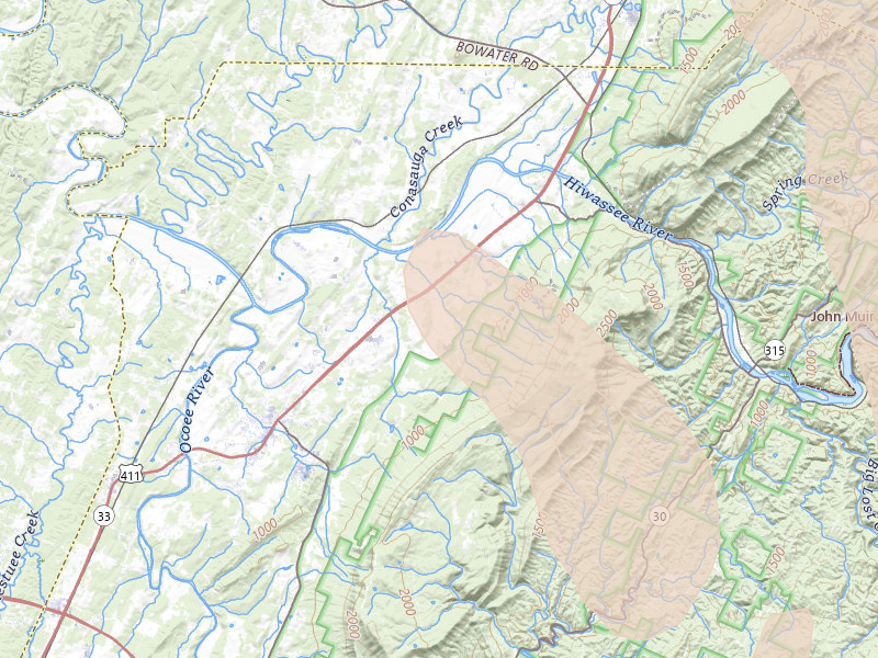 Radar-estimated hail-size map of the storm over Benton, TN on Jul 28, 2026